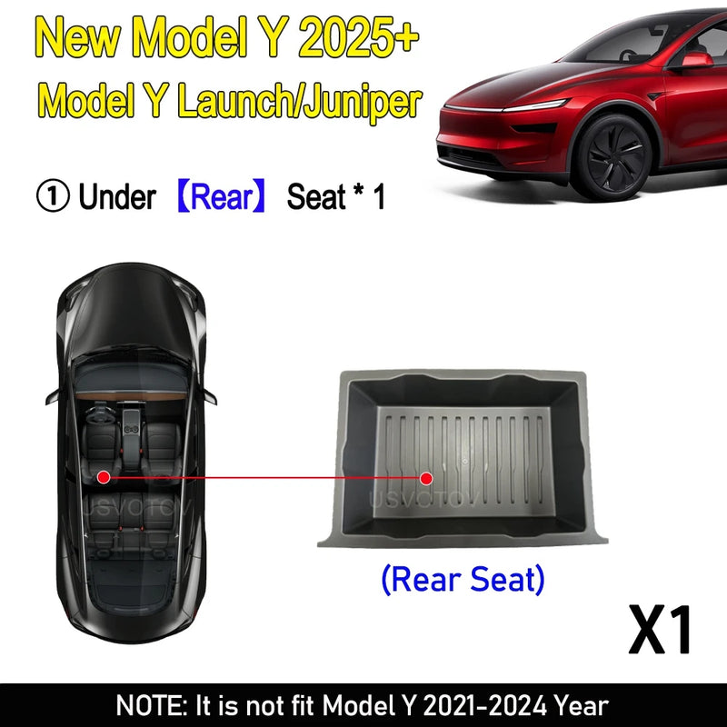 For Tesla New Model Y 2025 Launch Juniper Seat Storage Box Center Console Organizer Bins Front Rear Tray Trash Accessories
