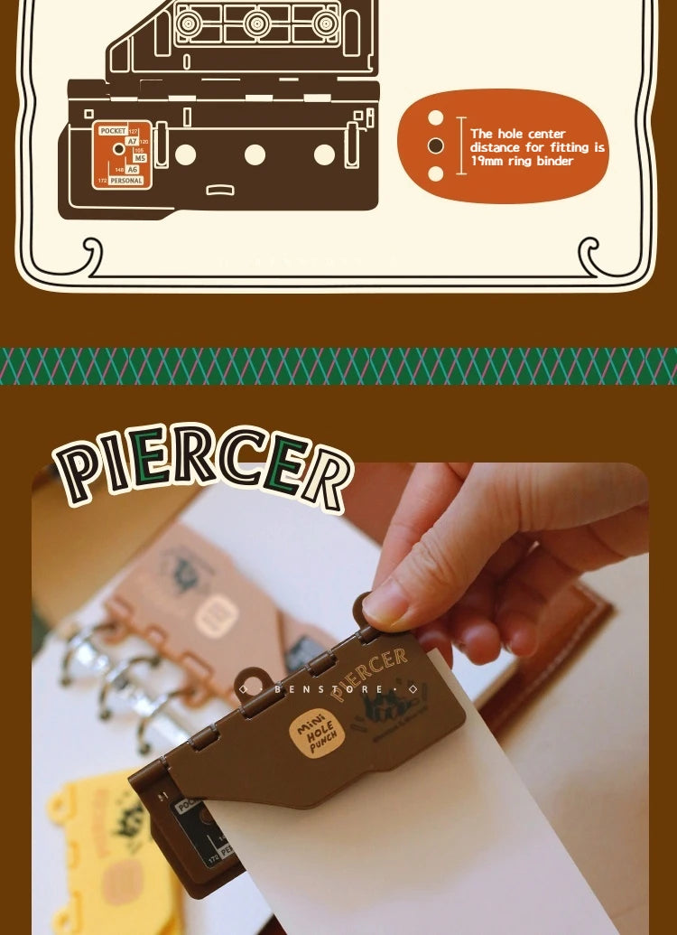 3-Hole 4mm Card Hole Punch Limited Edition Loose Leaf Notebook M5/A7 Portable Binder Punching Machine Office Supplies For 1paper