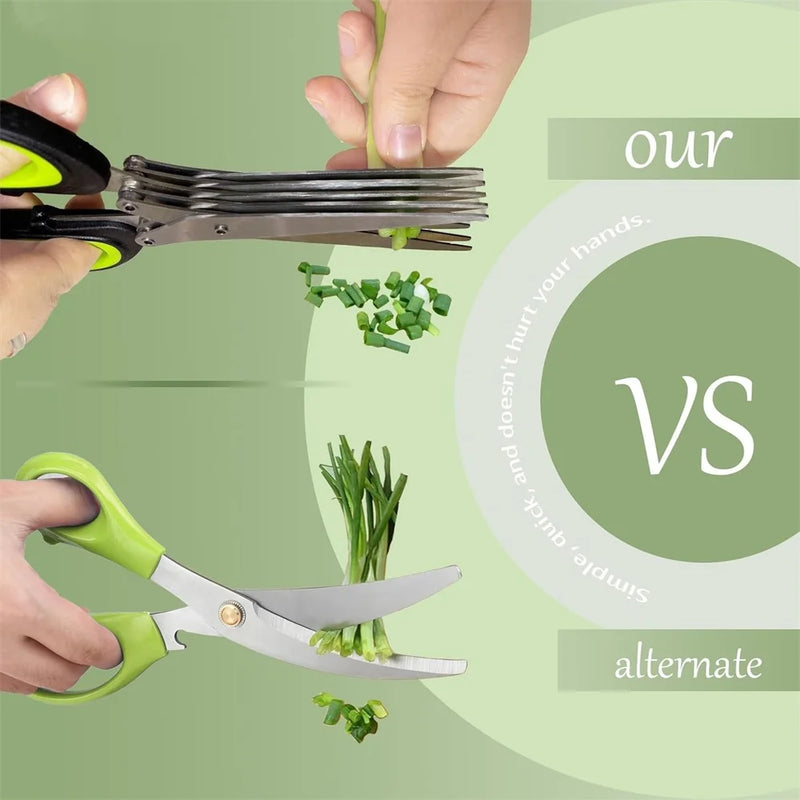 Multilayer Scissors Kitchen Scissors 5 Blades Stainless Steel Onion Cutter Seaweed Spice Herb Chives For Cutting Spices Cooking