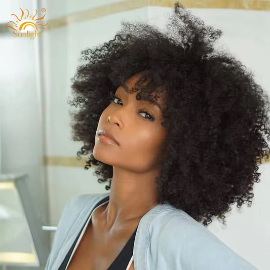 MsSunlight Afro Kinky Curly Wig Human Hair Short Wigs For Women Human Hair 100% Natural 4B 4C Brazilian Hair Wigs Full Machine