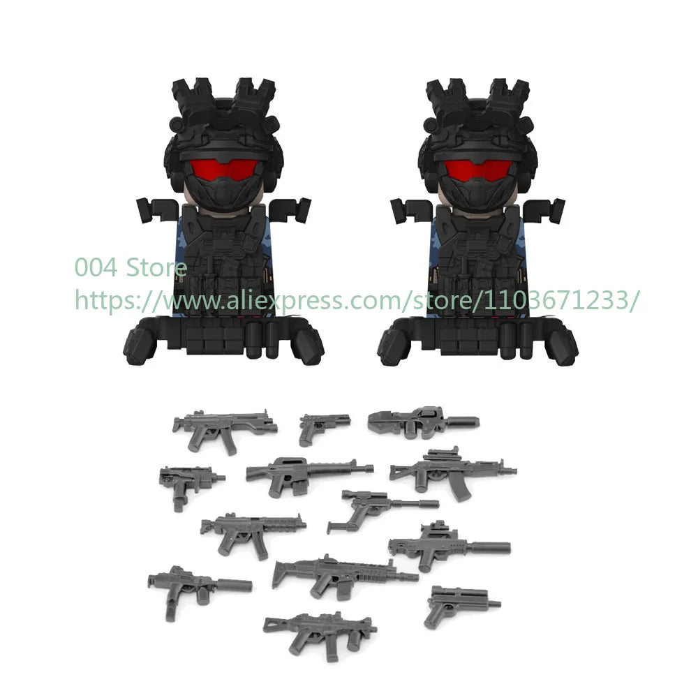 Military Special Forces Action Figure Building Blocks Ghillie Suit Weapons Sniper SWAT Ghost KSK Police Bandit Boy Toy Gift F029