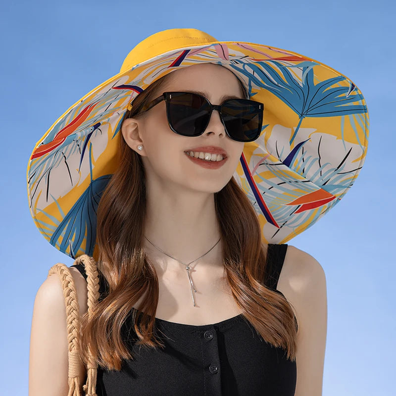 Xinbaoguan 100% Cotton European and American Cross-Border Women's New Double-Sided Fisherman Hat Summer Enlarged Brim Sun Hat