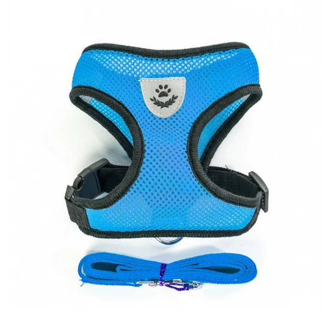 Arnés para perros y gatos con correa ajustable, malla de poliéster, transpirable, reflectante, para perros pequeños, accesorios para gatos.