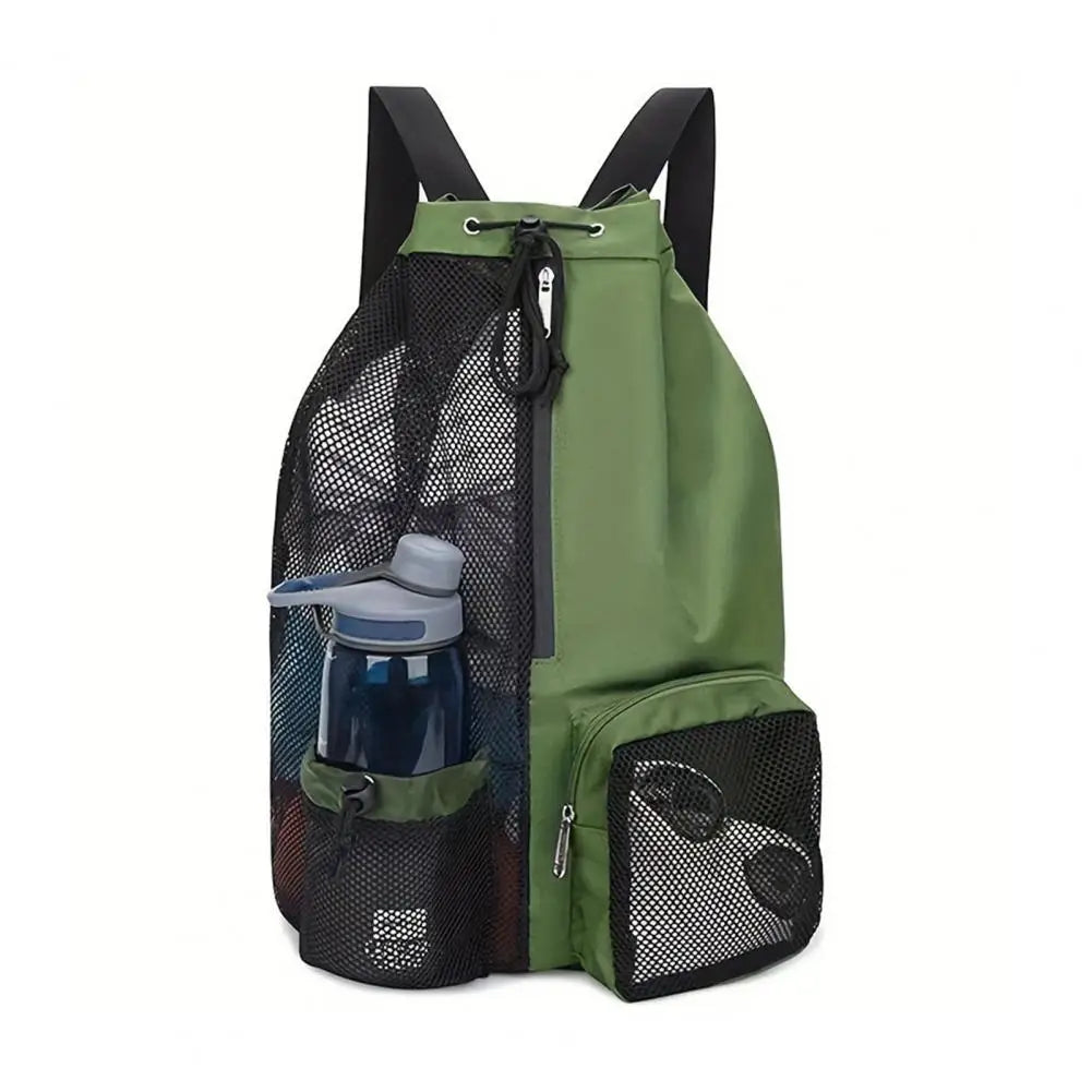 Mesh backpack, swimming drawstring bag, backpack with wet pocket, beach storage backpack, outdoor fishing bag