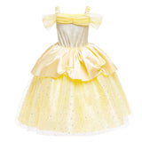 2025 Cosplay Belle Princess Dress Girls Dresses For Beauty and beast Party Clothing Magic stick crown Costume 3-12Y