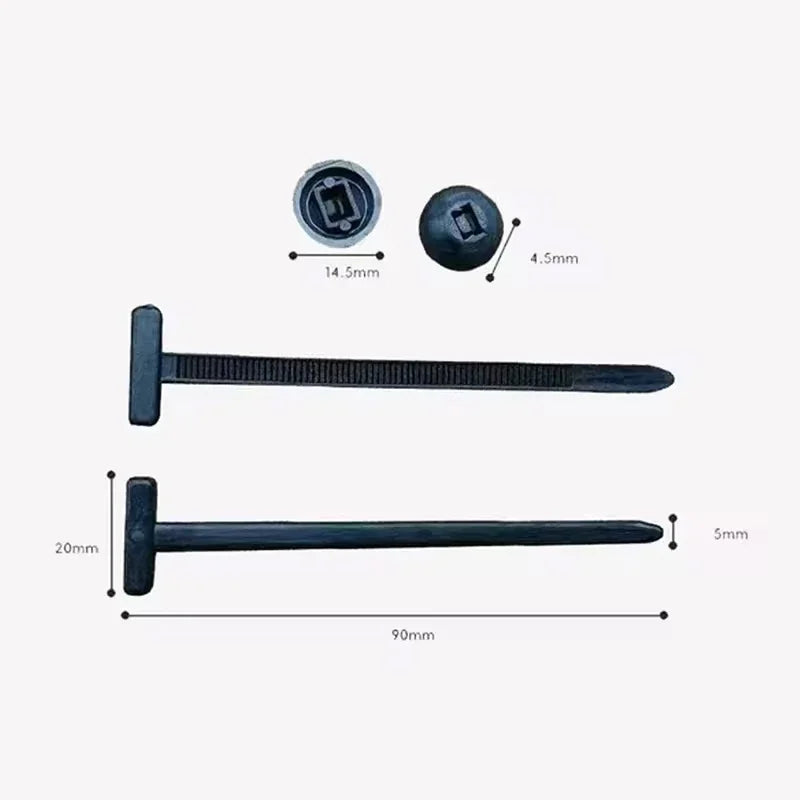Universal Nylon Cable Tie Buckle Auto Fastener Screw Replacement Clip Car Fender Trunk Engine Guard Panel Wire Management Secure