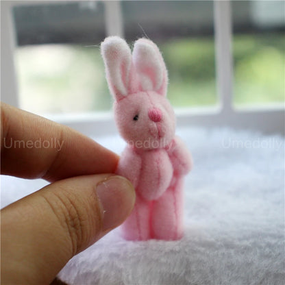 1/6 or 1/12 Scale Miniature Dollhouse Bear Rabbit Plush Toy Mini Kids Room Decor for OB11 Blyth Doll Accessories