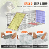 SucceBuy Live Animal Cage Trap Humane Cat Rodent Control Folding with Handle for Stray Cats Rabbits Squirrels Raccoons Groundhog