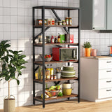 Tribesigns Bookshelf Storage Rack Standing Shelf 5 Tier Industrial Sturdy Bookshelf with Iron Pipe Frame