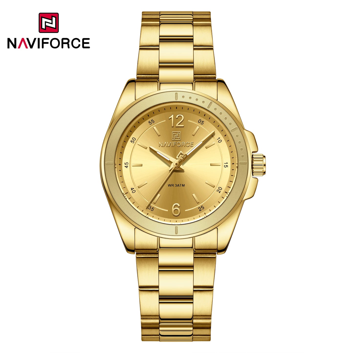 NAVIFORCE Women Watches Stainless Steel Sports Fashion Watch Waterproof Ladies Classic Wrist Watch Simple Luminous Girl Clock
