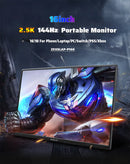 ZEUSLAP 16" 2.5K 144hz Portable Monitor 2560*1600 16:10 100%sRGB 500Cd/m²  Travel Gaming Display for Laptop Switch ps4 ps5 Xbox
