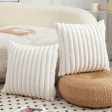 1pc  Plush Decorative Throw Pillow Cover Fuzzy Striped Soft Throw Pillow Covers Cushion Covers for Sofa living room Bedroom