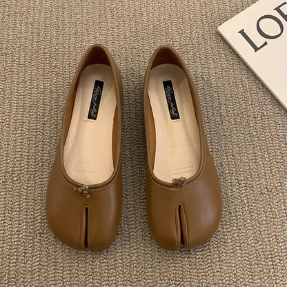 Women Flats Tabi Ninja Shoes Woman Ladies Microfiber Leather Comfy  Flats Split Toe Slippers Soft Bottom Loafers Solid Brief La