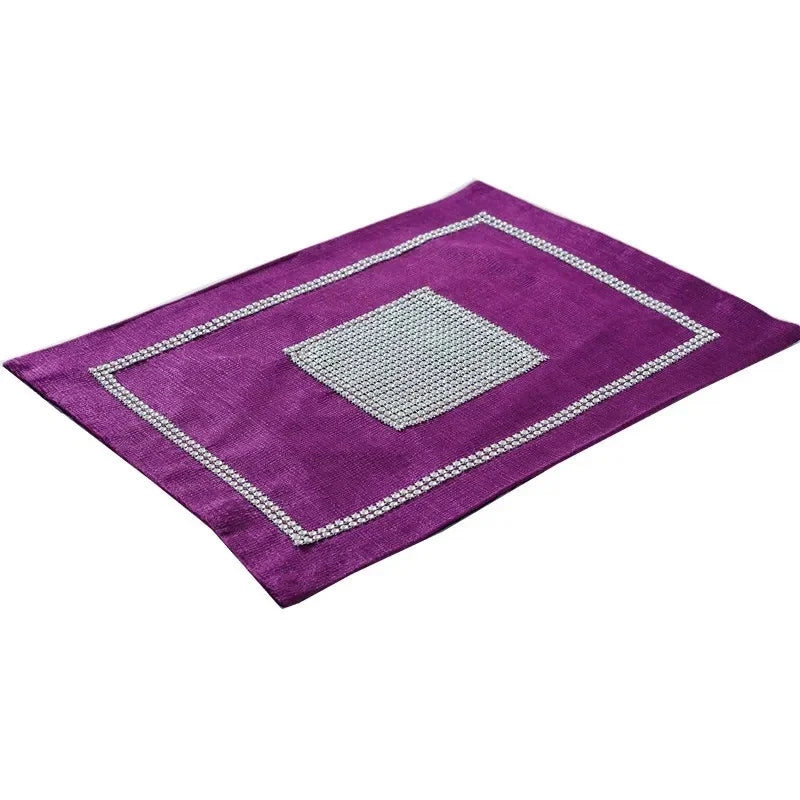 Heat Resistant Dining Table Mat Diamond Embedded Anti Slip Western Dining Pad Cushion Home Use Tablecloth Accessories