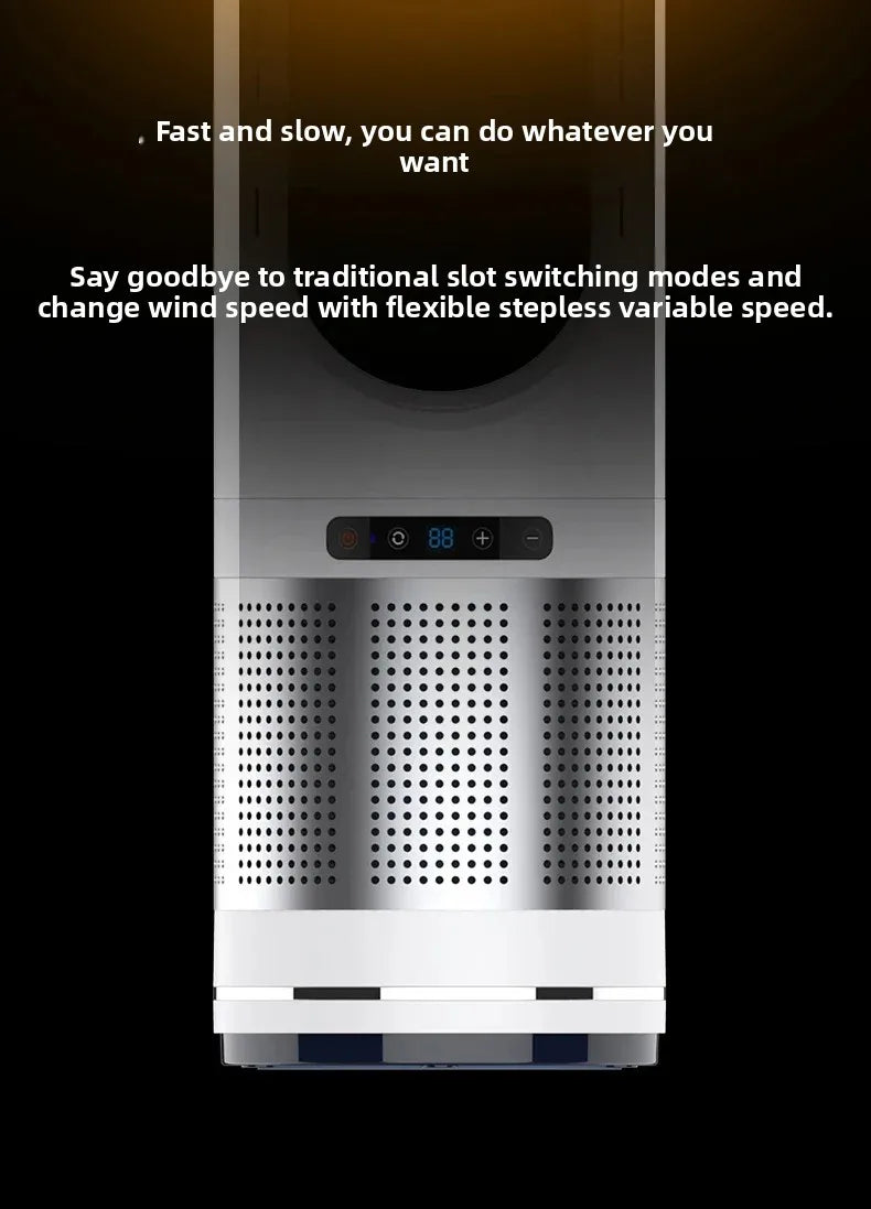 German dualpurpose cooling and heating bladeless fan, household silent small warm air heater, vertical floor standing electric