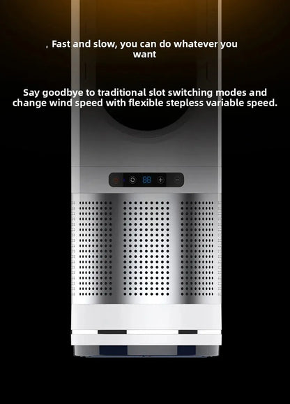 German dualpurpose cooling and heating bladeless fan, household silent small warm air heater, vertical floor standing electric