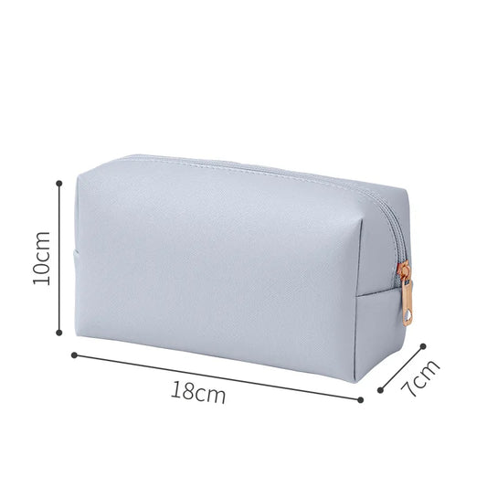 Solid Color Cosmetic Bags for Women Travel Portable Makeup Storage Bag Zipper Toiletry Pouch