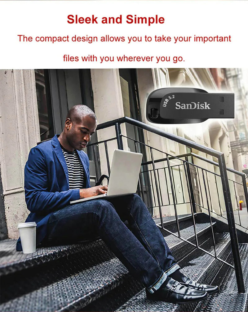 SanDisk USB 3.2 USB Flash Drive 64GB Pen Drive Memory Stick CZ410 Black U Disk Mini Pendrive