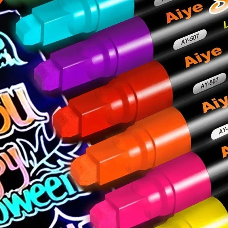 8 Colors 7mm Liquid Erasable Chalk Markers Pens Washable & Wet Erase Neon Makers for Blackboard Chalkboard Signs Glass Window