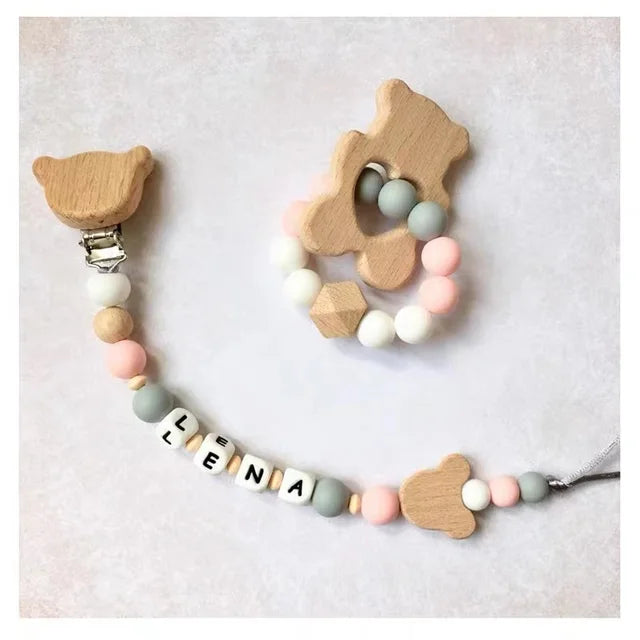Clip para chupete con nombre personalizado, estilo nórdico, cadena para chupete de recién nacido, accesorio para bebé, colgante, 1 o 2 unidades 