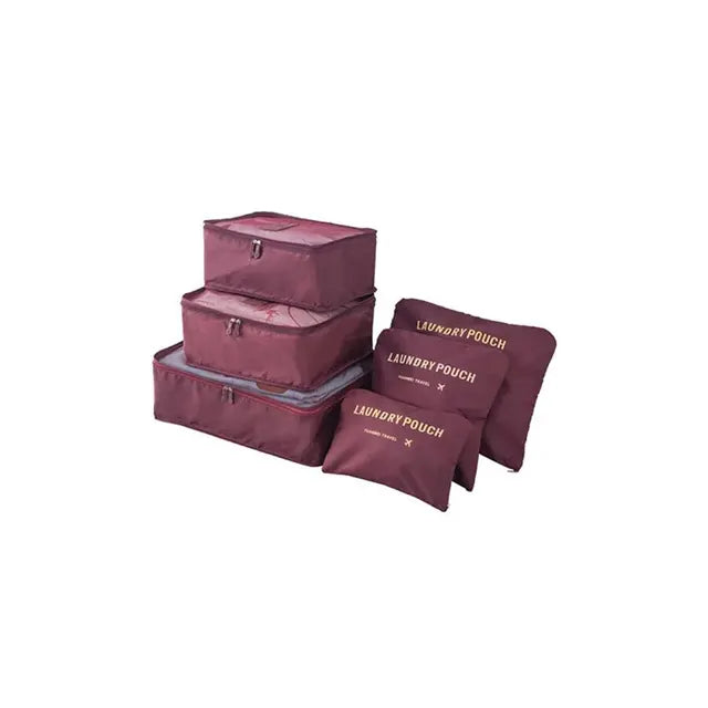 Bolsas de viaje para guardar ropa, organizador de equipaje portátil, funda para maleta, cubo de embalaje, para guardar zapatos, maleta (6 unidades) 