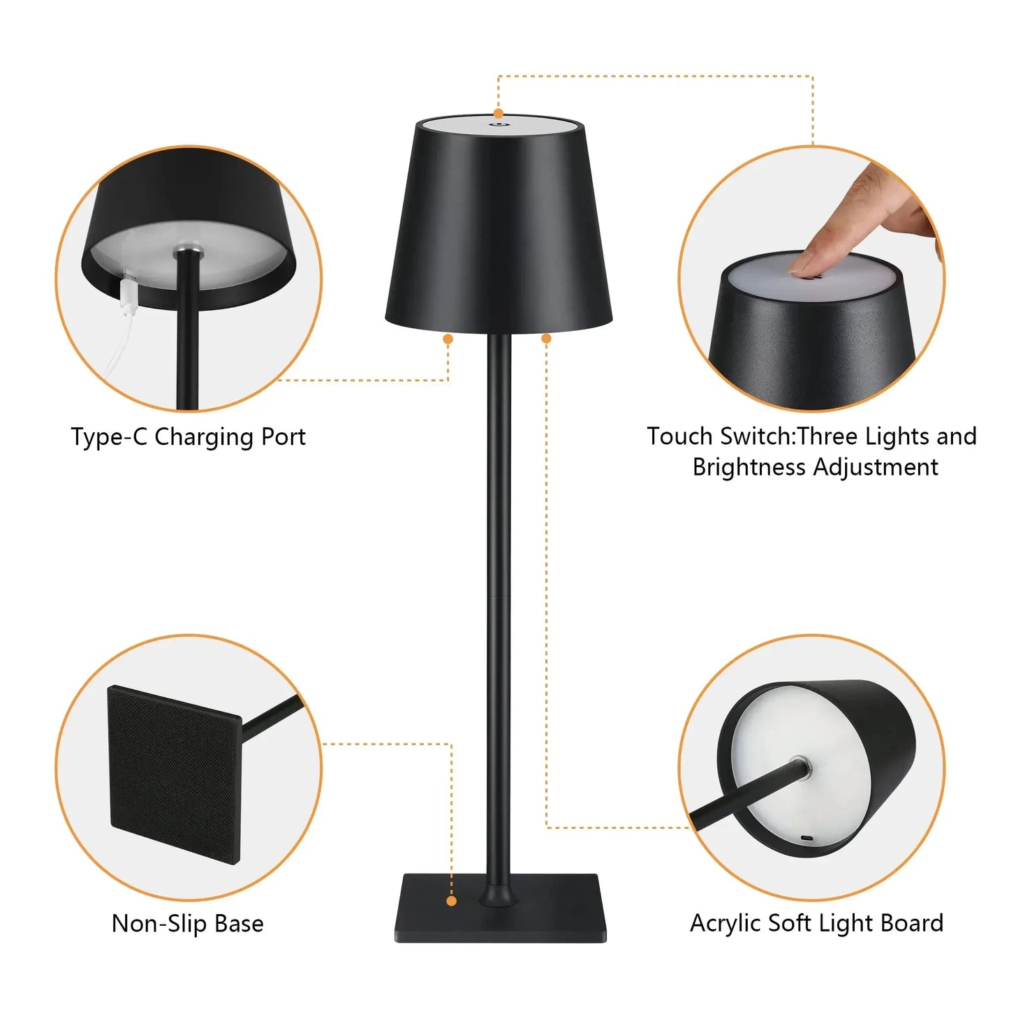Table Lamp LED Touch Sensor Desktop Night Light Rechargeable Wireless Reading Lamp For Hotel Bar Restaurant Bedroom Decor Light