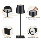 Table Lamp LED Touch Sensor Desktop Night Light Rechargeable Wireless Reading Lamp For Hotel Bar Restaurant Bedroom Decor Light