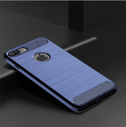 Funda para iPhone 7 8 PLus Funda de silicona TPU Parachoques a prueba de golpes Cubierta de carbono para iPhone 7 8 7P 8P 7Plus 8Plus Funda Capa Coque