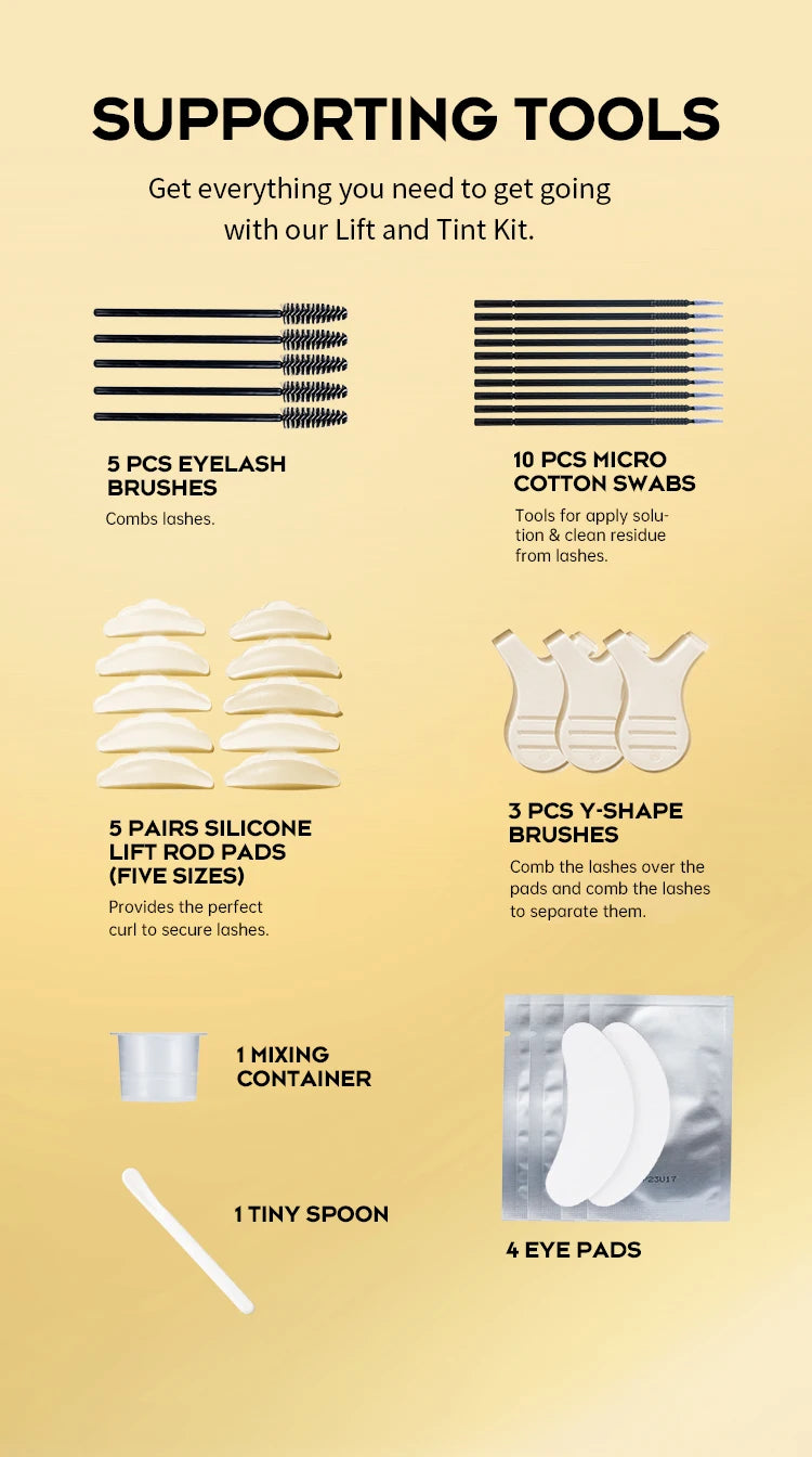 Gollee Eyelash Lifting Perm kit Natural Lashes Enhancer Long Lasting 4-6 weeks Black Lash Brow Tinting Perm Professional Makeup