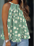 Plus size women's spring and summer fresh and fashionable halter neck off-shoulder solid color  elegant urban  vest  suspender 。