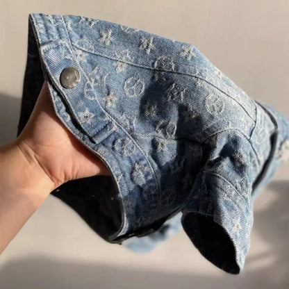 Pet Dog Cat Denim Coat Jacket Puppy Clothes Cool Apparel For Small Medium Dogs Cowboy Schnauzer Dobby Bear Teddy Pet Clothing