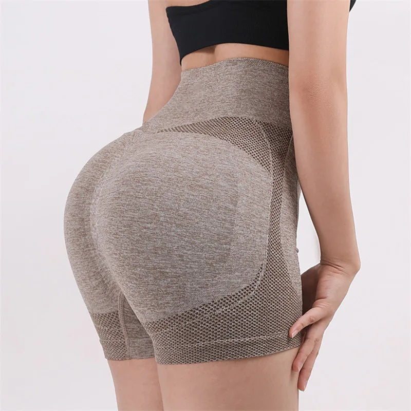 Women Butt Lifting Yoga Shorts Seamless Gym Leggings Tights Elastic Workout High Waist Tummy Control Ruched Booty Pants
