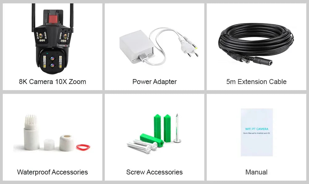 LS VISION 10K Outdoor WiFi Camera 20X Zoom Three Screen CCTV External IP Cam 20MP Security Ai Tracking Video Surveillance Camera