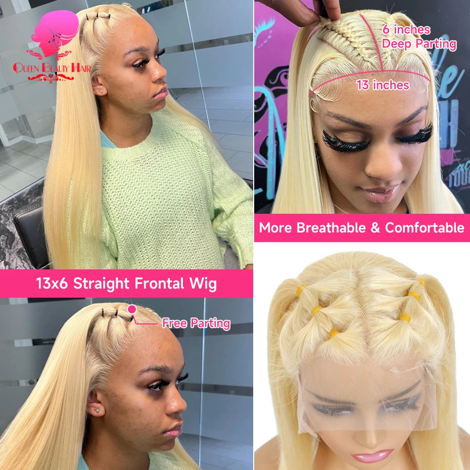 360 Full Lace Wig Human Hair Pre Plucked 613 Blonde Colored Lace Front Wigs Bone Straight Ponytail Human Hair Lace Frontal Wig