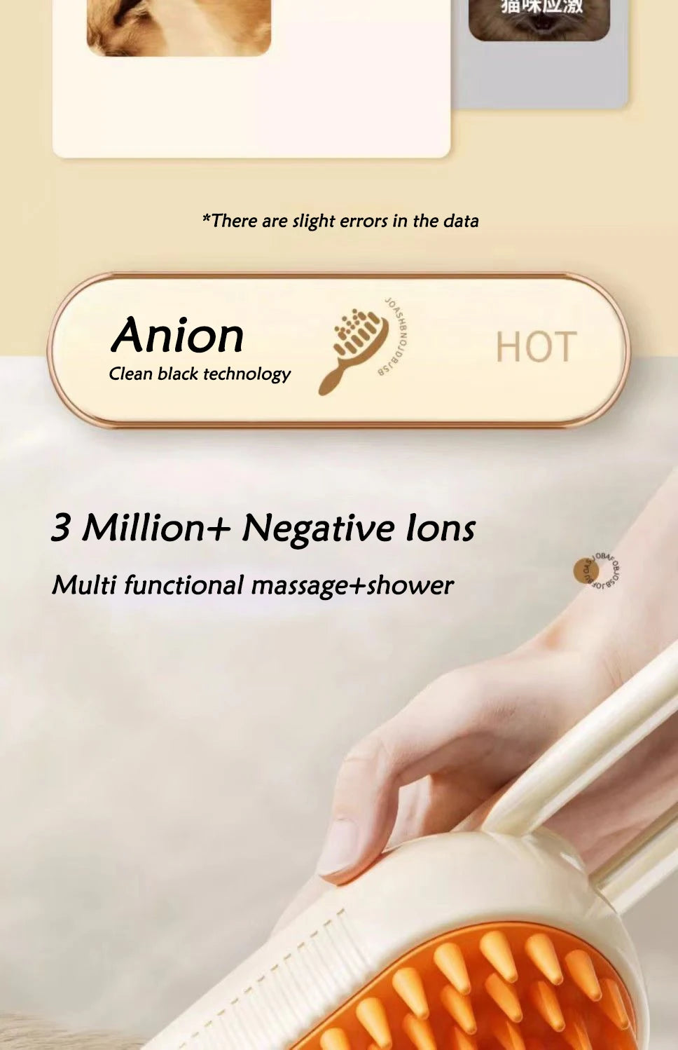 Cat Dog Pet Spray Massage Brush 3 in 1 One Button Steam Spray Folding Rotatable Floating Hair Bath Hair Removal Brush Comb