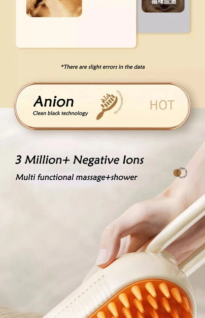 Cat Dog Pet Spray Massage Brush 3 in 1 One Button Steam Spray Folding Rotatable Floating Hair Bath Hair Removal Brush Comb