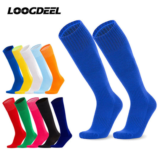 Loogdeel Football Sports Socks Long Knee Cotton Solid Color Kids Legging Stockings Soccer Baseball Ankle Adults Children Socks