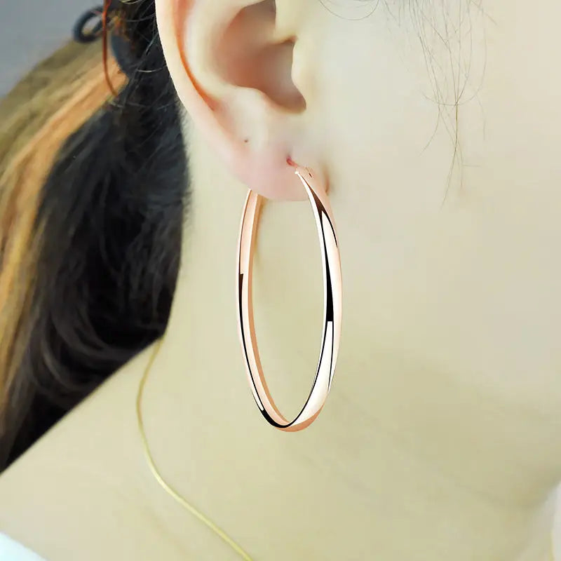 Somila S925 Sterling Silver Big Hoop Earrings For Women Brincos Moda Jewelry Accessories 3.0MM Fashion Cерьги Kольца 30-60MM