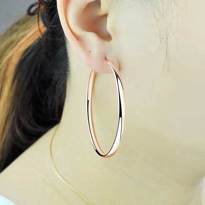 Somila S925 Sterling Silver Big Hoop Earrings For Women Brincos Moda Jewelry Accessories 3.0MM Fashion Cерьги Kольца 30-60MM