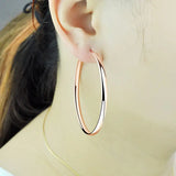 Somila S925 Sterling Silver Big Hoop Earrings For Women Brincos Moda Jewelry Accessories 3.0MM Fashion Cерьги Kольца 30-60MM