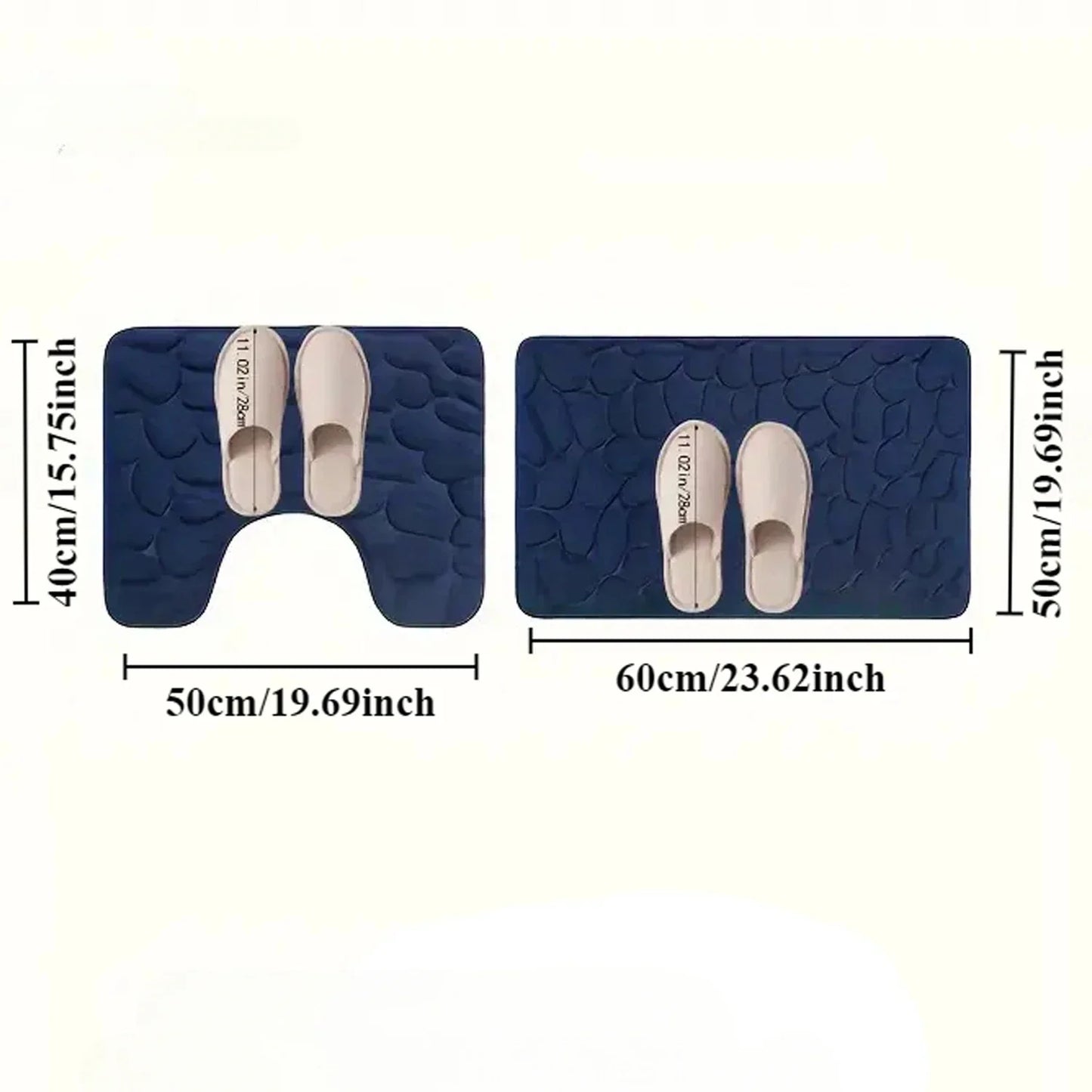 2PC Embossed Stone Pattern Toilet Mat Door Mats Absorb Water Mats Non-slip Carpet Mat, Can Wash Strip Carpet Home Decoration