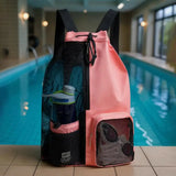 Mesh backpack, swimming drawstring bag, backpack with wet pocket, beach storage backpack, outdoor fishing bag