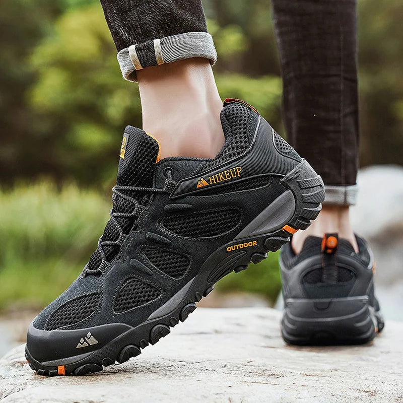 HIKEUP Men Shoes Breathable Splashproof Outdoor Hiking Shoes Mountain Climbing Sport Men Hunting Trekking Sneaker