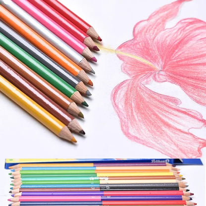 24 Colors Double Headed Pencils for Children Professional Drawing Sketching and Pastel Art Premium Student School Art Supplies