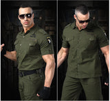 Short Sleeved Shirts Men Tactical T-shirt Spring Summer Workwear Cotton Vintage Shirt  Army Embroidery Pocket Cargo Tees