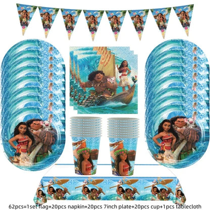 Disney-Moana Birthday Party Decorações, balões, Talheres descartáveis, Cup, Plate, Baby Shower Brinquedos, Fontes celebração