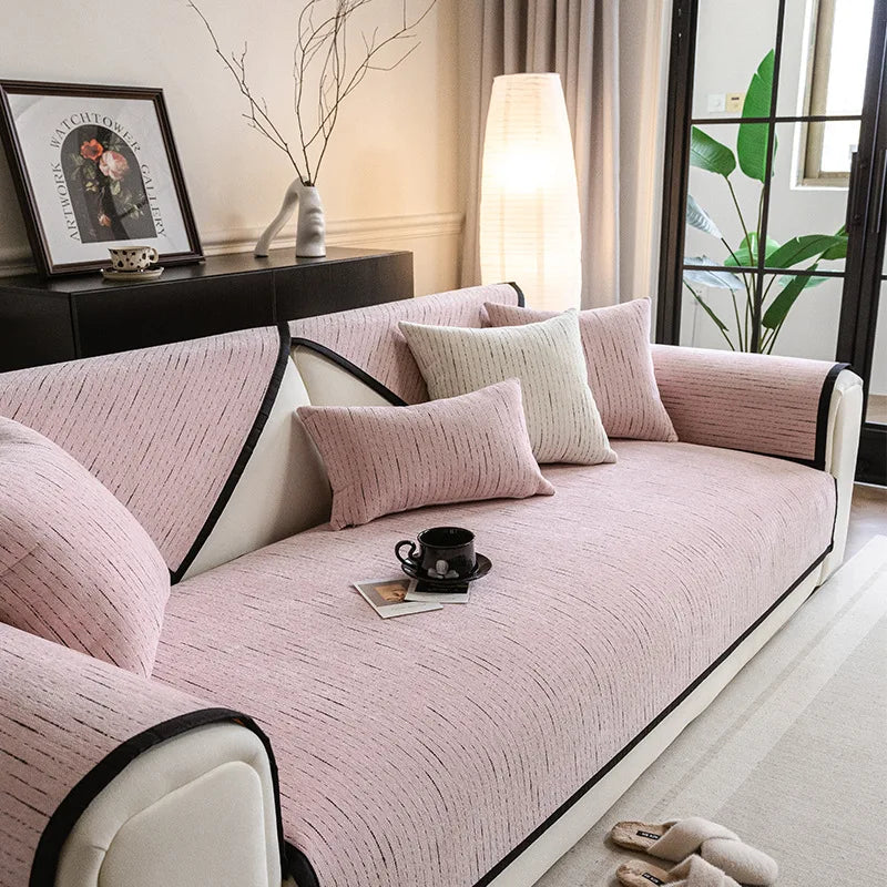 Scratch Sofa Cover Towel Solid Color Non-slip Sofa Backrest Cover Towel Universal New Chenille Sofa Cushion Anti-cat