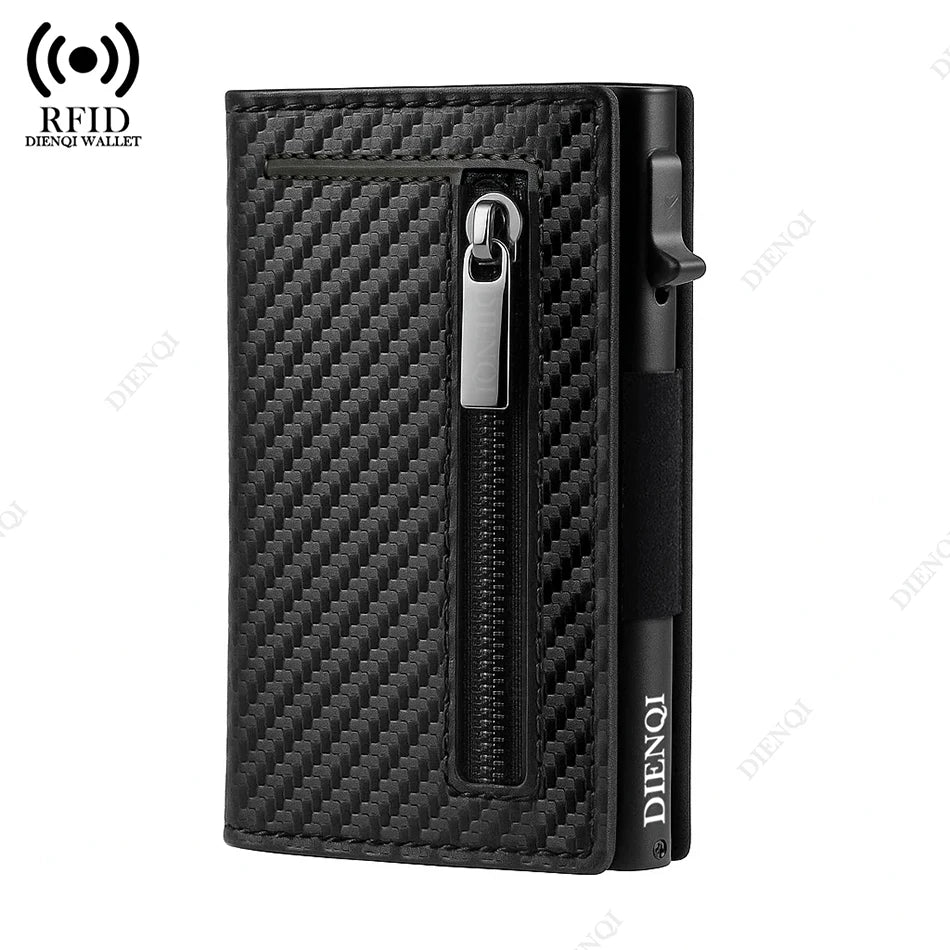 Magnetic Credit Card Holder Luxury Men's Wallet RFID Blocking Pop Up Minimalist Wallet Leather Bank Card Holder Case Vallet for Men