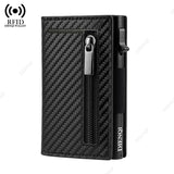 Magnetic Credit Card Holder Luxury Men's Wallet RFID Blocking Pop Up Minimalist Wallet Leather Bank Card Holder Case Vallet for Men