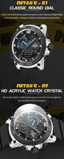 NAVIFORCE NF6104  Men's Lightweight Sports Wrist Watch Dual Display Time Night Light Watches Boy's Quartz  Stopwatch